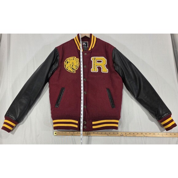Vintage 90s USA Rugby Varsity Jacket Letterman Patches Red Black Men's M - Picture 15 of 16